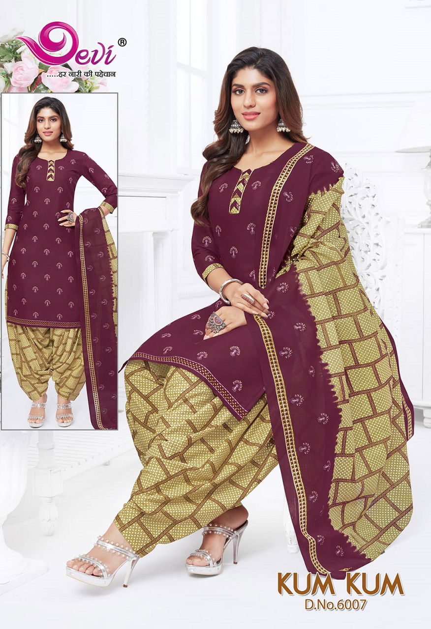 Devi Kum Kum Patiyala 6 Regular Wear Wholesale Readymade Cotton Dress
